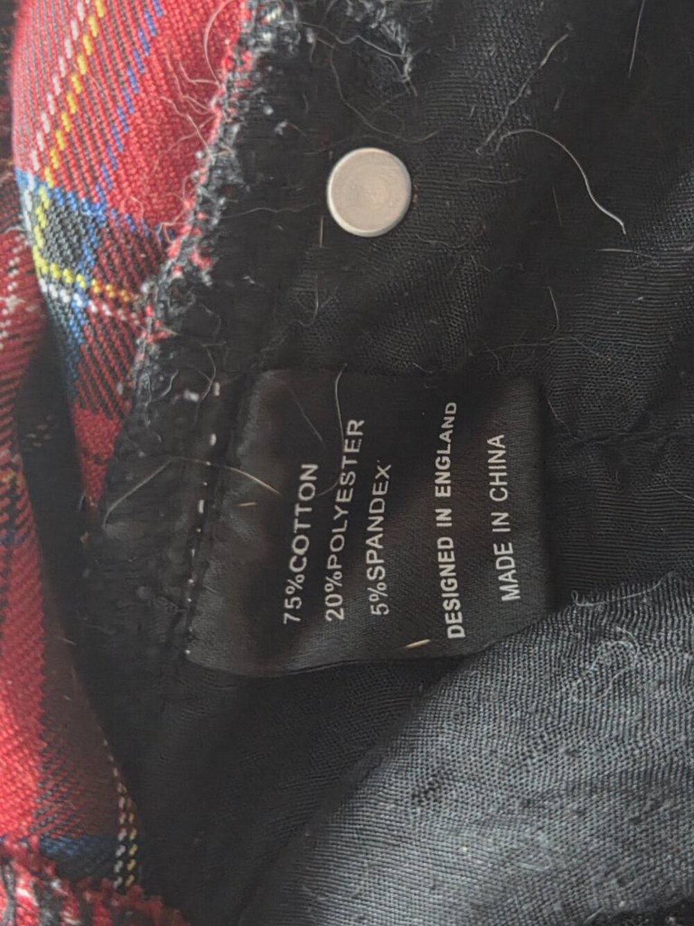 Banned Apparel Red Tartan Plaid Punk Skinny Pant Size 28 - Picture 5 of 12